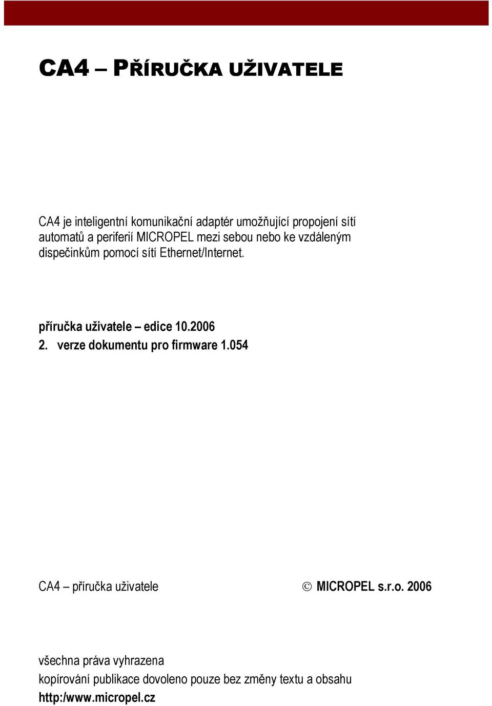 příručka uživatele edice 10.2006 2. verze dok