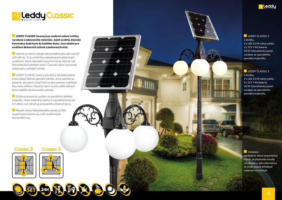 To je umožněno zabudovaným elektrickým systémem, který zabezpečí rozsvícení lamp, když se nad fotovoltaickým panelem setmí. Časování závisí na sezóně, oblačnosti a umístění svítidla.