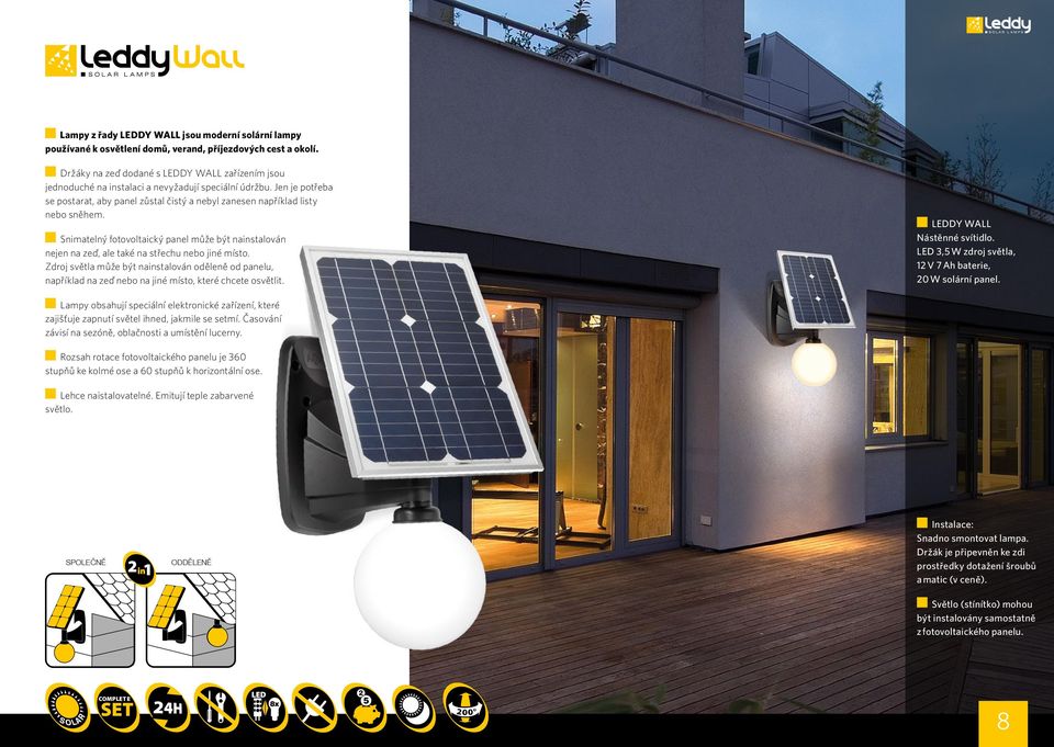 Snimatelný fotovoltaický panel může být nainstalován nejen na zeď, ale také na střechu nebo jiné místo.