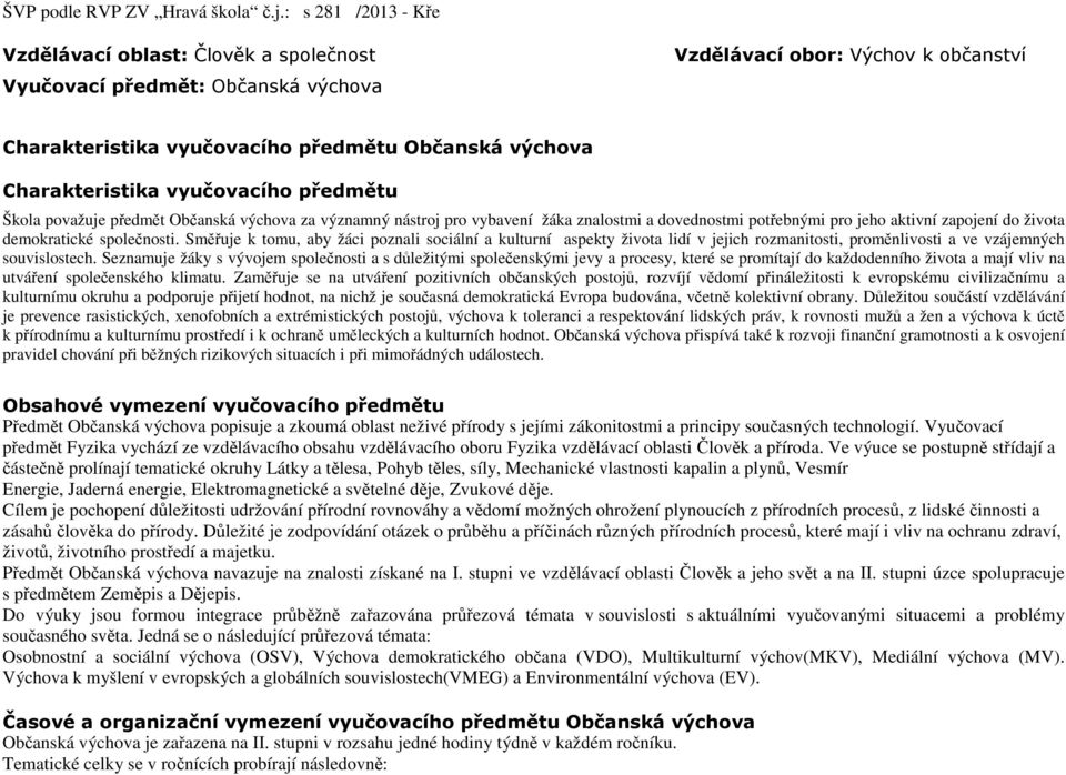 Směřuje k tomu, aby žáci poznali sociální a kulturní aspekty života lidí v jejich rozmanitosti, proměnlivosti a ve vzájemných souvislostech.