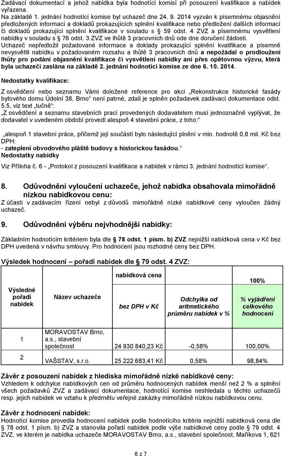 zaslána na základě 2. jednání hodnotící komise ze dne 6. 10. 2014.