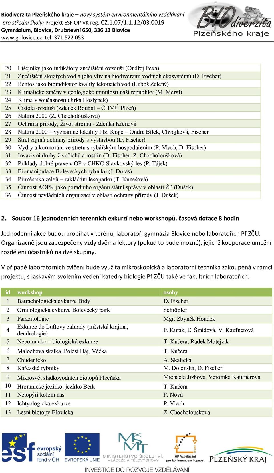 Mergl) 24 Klima v současnosti (Jirka Hostýnek) 25 Čistota ovzduší (Zdeněk Roubal ČHMÚ Plzeň) 26 Natura 2000 (Z.