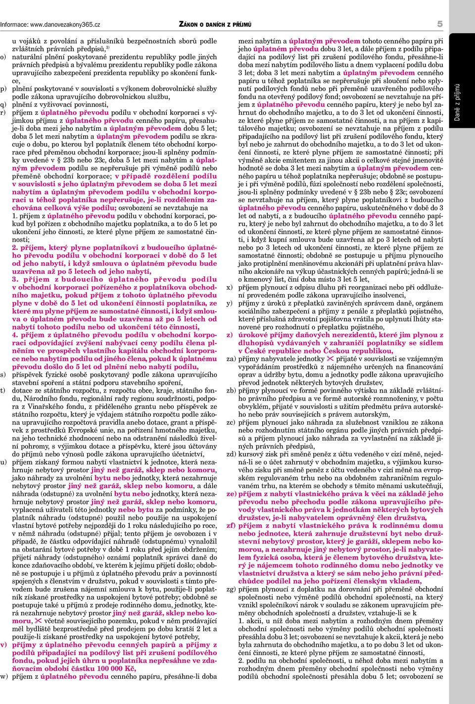 dobrovolnickou službu, q) plnění z vyživovací povinnosti, r) příjem z úplatného převodu podílu v obchodní korporaci s výjimkou příjmu z úplatného převodu cenného papíru, přesahuje-li doba mezi jeho