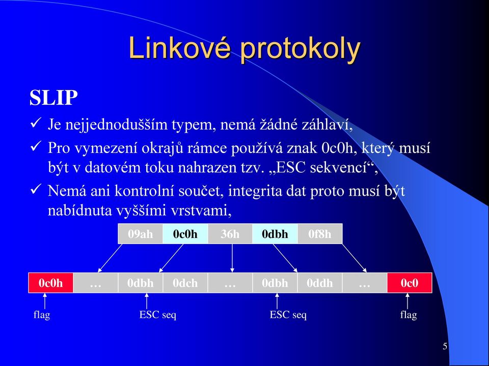 ESC sekvencí, Nemá ani kontrolní součet, integrita dat proto musí být nabídnuta