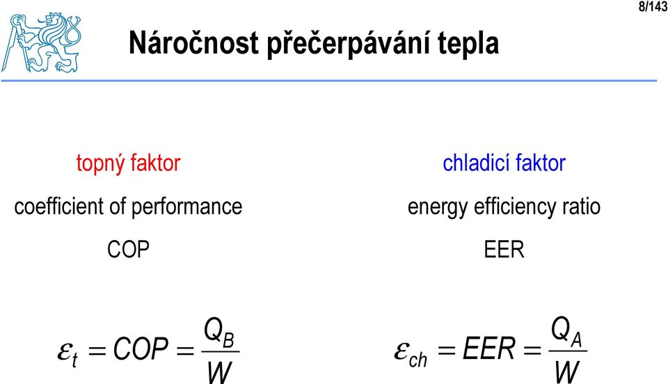 COP chladicí faktor energy efficiency