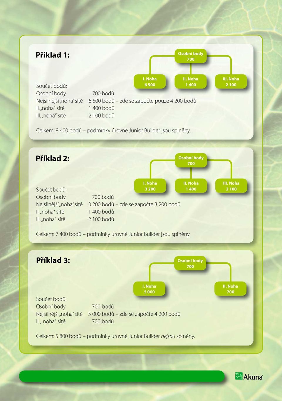 Příklad 2: I 3 200 bodů 3 200 bodů zde se započte 3 200 bodů 1 400 bodů 2 100 bodů I 1 400 II 2 100 Celkem: 7 400 