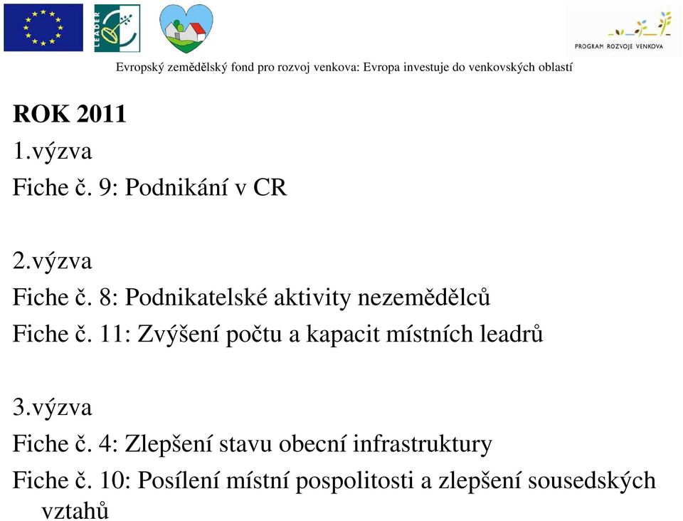 8: Podnikatelské aktivity nezemědělců Fiche č.