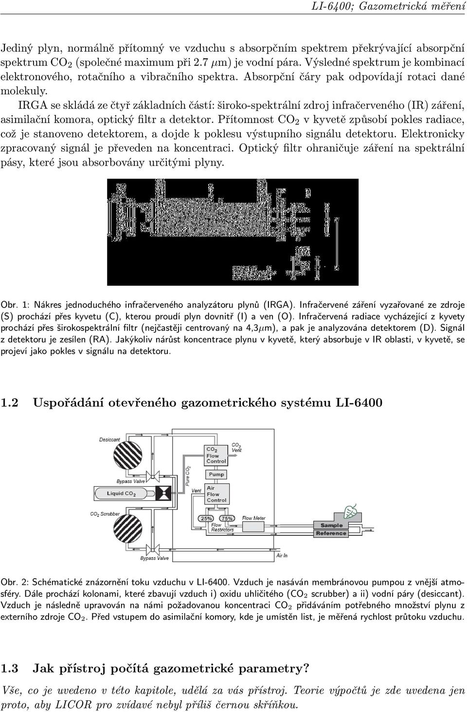 IRGA se skládá ze čtyř základních částí: široko-spektrální zdroj infračerveného (IR) záření, asimilační komora, optický filtr a detektor.