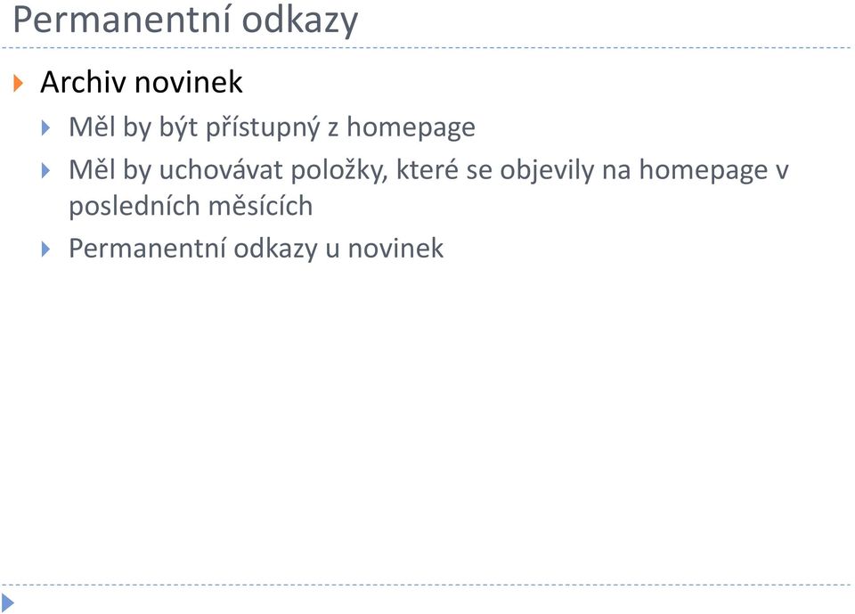 položky, které se objevily na homepage v