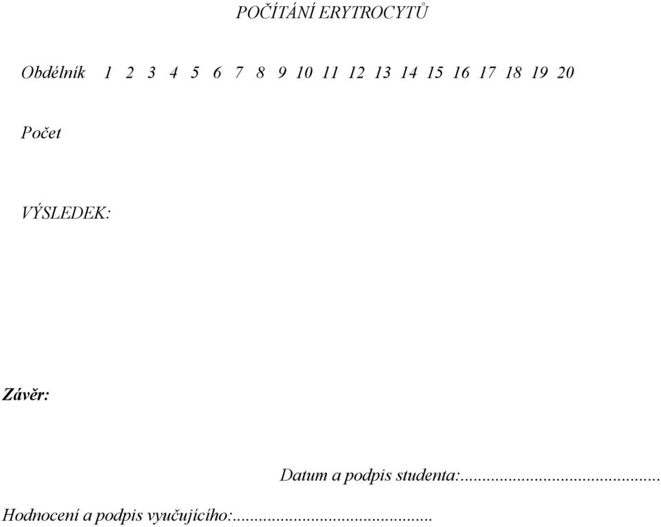 20 VÝSLEDEK: Závěr: Hodnocení a podpis