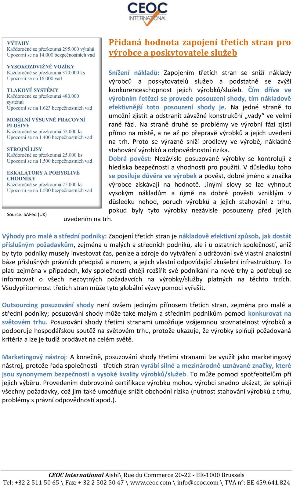 000 vad TLAKOVÉ SYSTÉMY Každoročně se přezkoumá 480.000 systémů Upozorní se na 1.623 bezpečnostních vad MOBILNÍ VÝSUVNÉ PRACOVNÍ PLOŠINY Každoročně se přezkoumá 52.000 ks Upozorní se na 1.