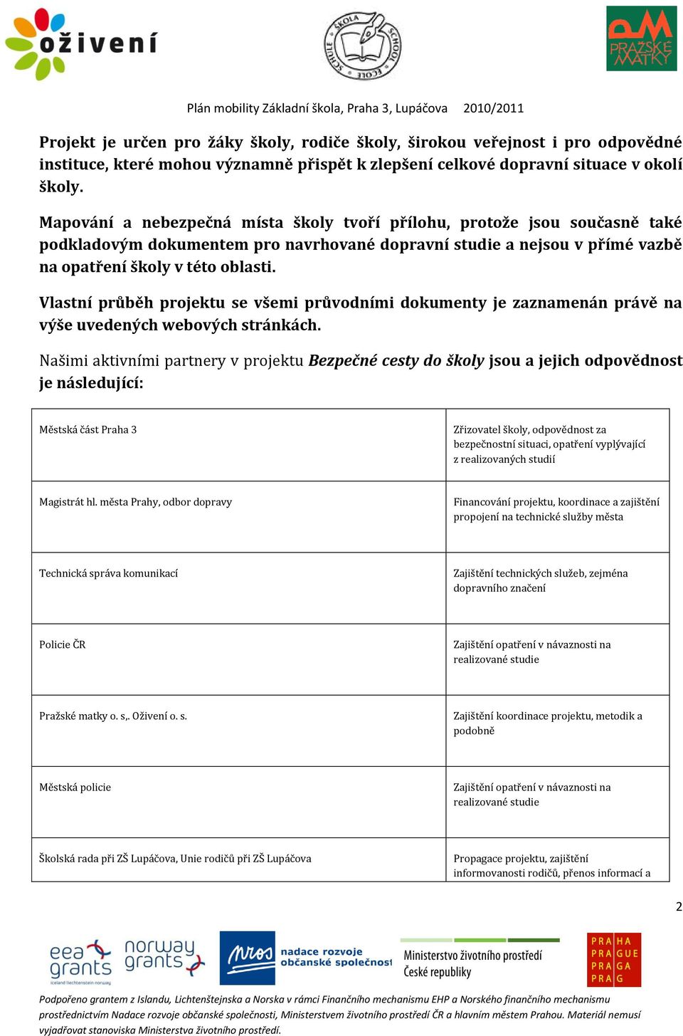 Vlastní průběh projektu se všemi průvodními dokumenty je zaznamenán právě na výše uvedených webových stránkách.