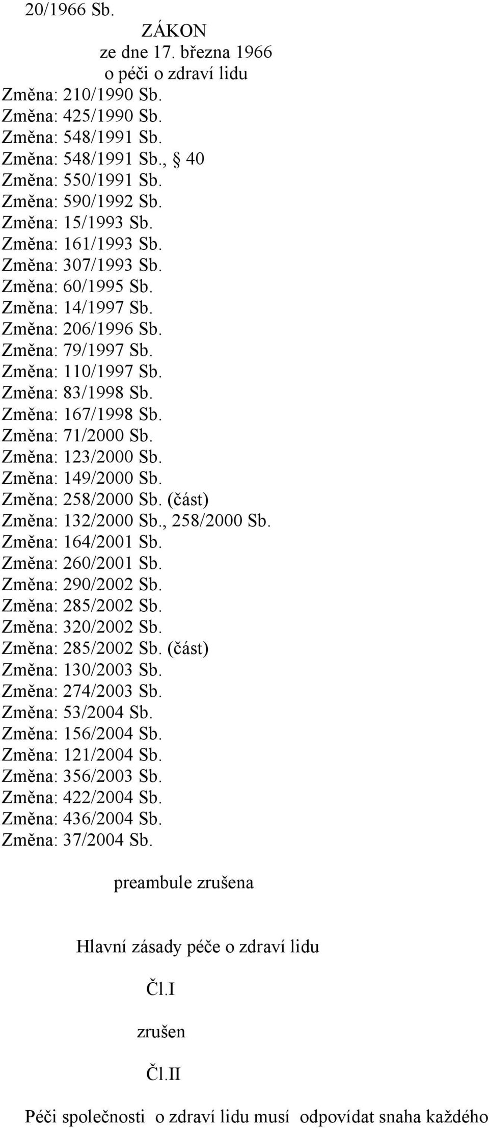 Změna: 71/2000 Sb. Změna: 123/2000 Sb. Změna: 149/2000 Sb. Změna: 258/2000 Sb. (část) Změna: 132/2000 Sb., 258/2000 Sb. Změna: 164/2001 Sb. Změna: 260/2001 Sb. Změna: 290/2002 Sb. Změna: 285/2002 Sb.