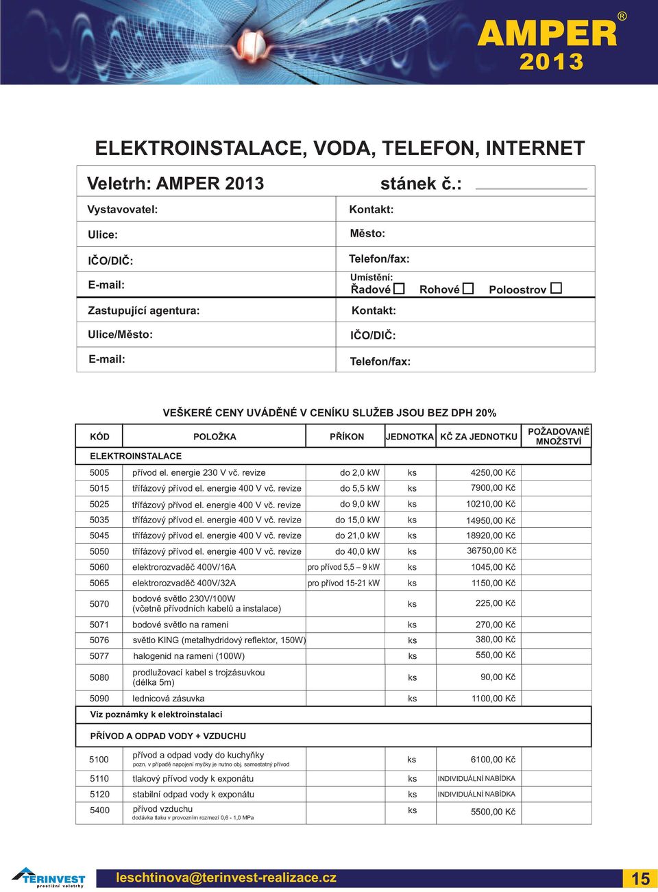 revize tøífázový pøívod el. energie 400 V vè.