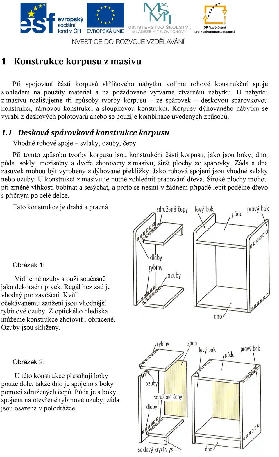 Korpusy dýhovaného nábytku se vyrábí z deskových polotovarů anebo se použije kombinace uvedených způsobů. 1.1 Desková spárovková konstrukce korpusu Vhodné rohové spoje svlaky, ozuby, čepy.