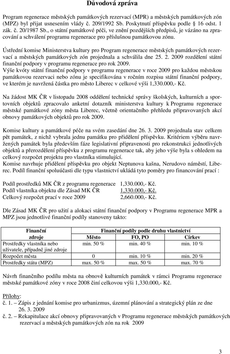 Ústřední komise Ministerstva kultury pro Program regenerace městských památkových rezervací a městských památkových zón projednala a schválila dne 25