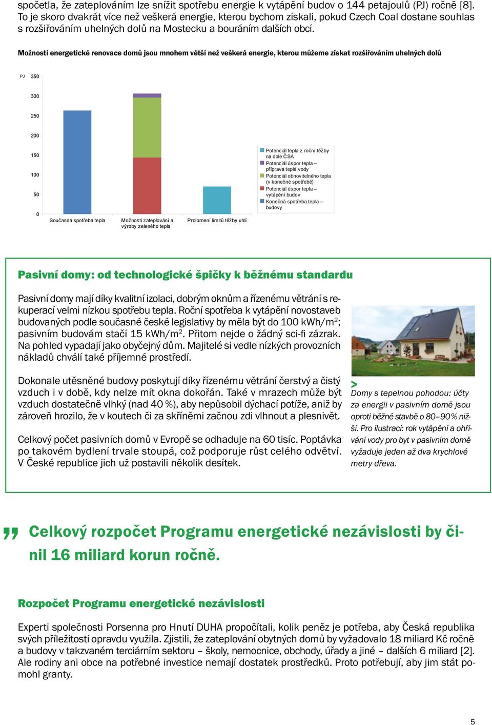 Možnosti energetické renovace domů jsou mnohem větší než veškerá energie, kterou můžeme získat rozšiřováním uhelných dolů Možnosti zateplování domů jsou mnohem větší než veškerá energie, kterou