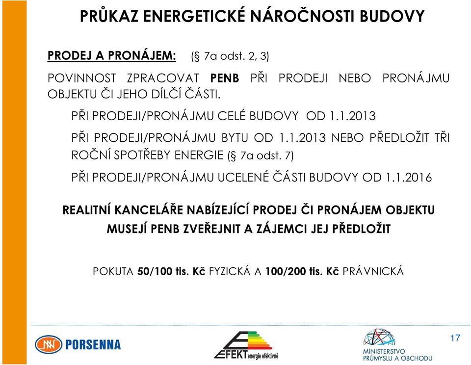 1.2013 PŘI PRODEJI/PRONÁJMU BYTU OD 1.1.2013 NEBO PŘEDLOŽIT TŘI ROČNÍ SPOTŘEBY ENERGIE ( 7a odst.