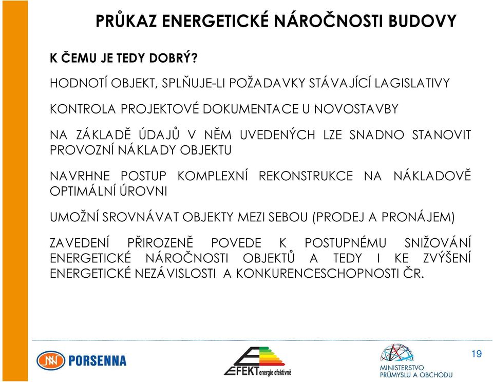 UVEDENÝCH LZE SNADNO STANOVIT PROVOZNÍ NÁKLADY OBJEKTU NAVRHNE POSTUP KOMPLEXNÍ REKONSTRUKCE NA NÁKLADOVĚ OPTIMÁLNÍ ÚROVNI UMOŽNÍ
