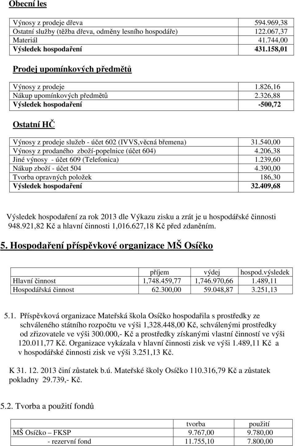 540,00 Výnosy z prodaného zboží-popelnice (účet 604) 4.206,38 Jiné výnosy - účet 609 (Telefonica) 1.239,60 Nákup zboží - účet 504 4.390,00 Tvorba opravných položek 186,30 Výsledek hospodaření 32.