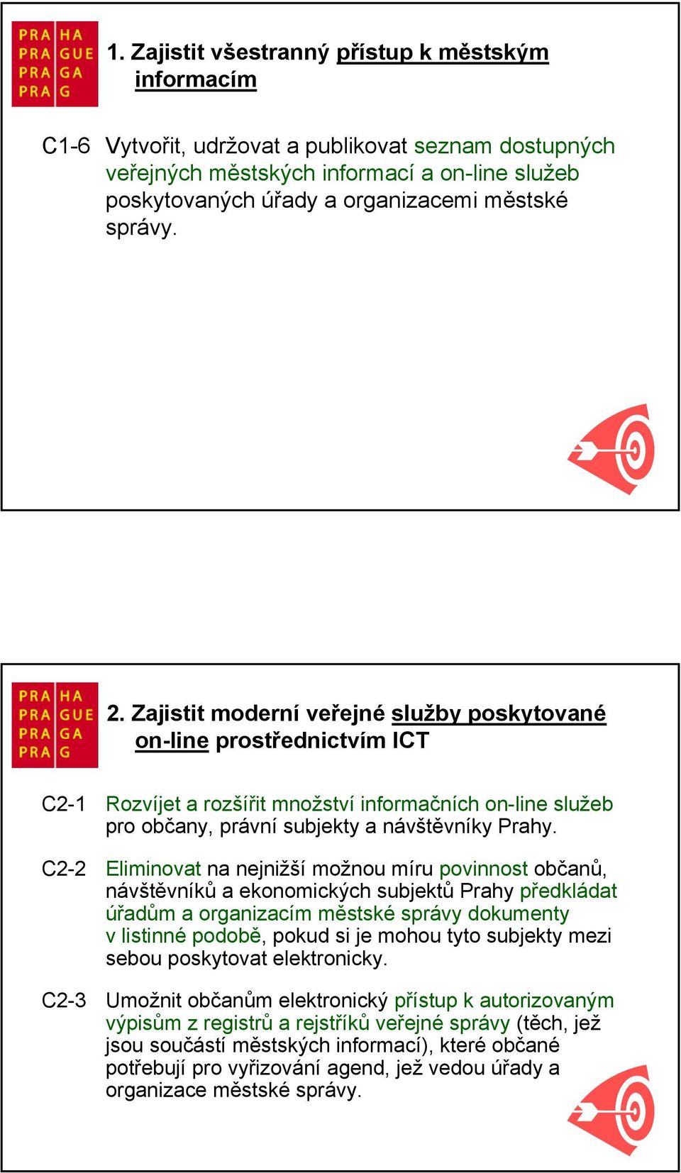 C2-2 Eliminovat na nejnižší možnou míru povinnost občanů, návštěvníků a ekonomických subjektů Prahy předkládat úřadům a organizacím městské správy dokumenty v listinné podobě, pokud si je mohou tyto