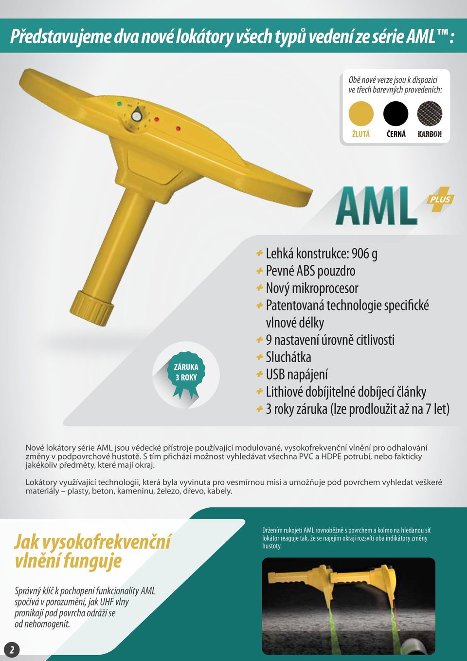 lokátory série AML jsou vědecké přístroje používající modulované, vysokofrekvenční vlnění pro odhalování změny v podpovrchové hustotě.