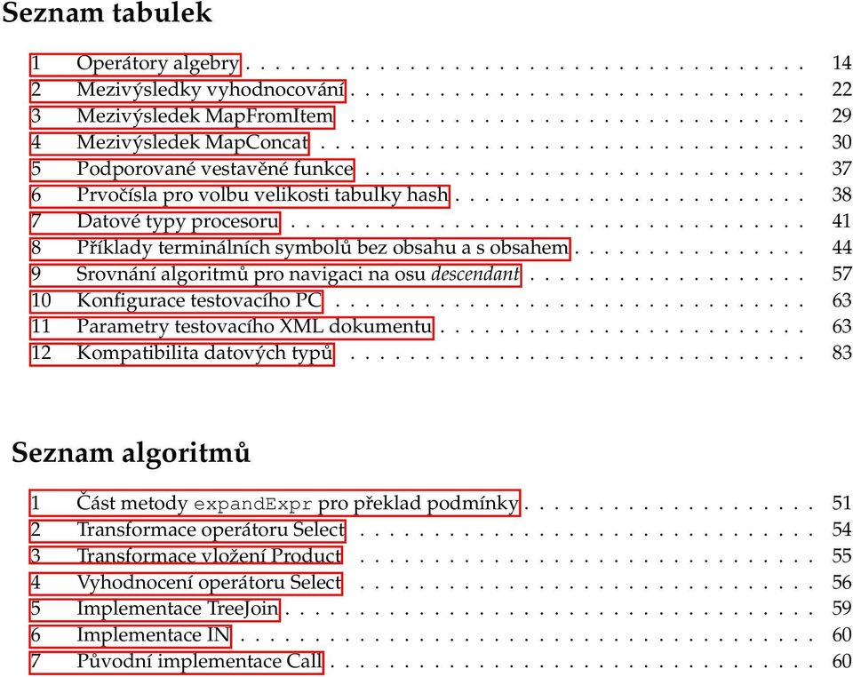 .................................. 41 8 Příklady terminálních symbolů bez obsahu a s obsahem................ 44 9 Srovnání algoritmů pro navigaci na osu descendant................... 57 10 Konfigurace testovacího PC.