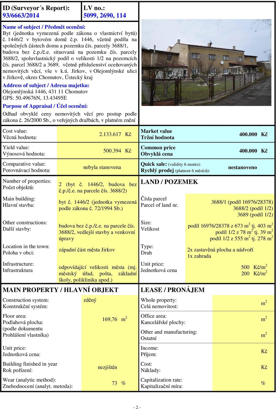 parcel 3688/2 a 3689, včetně příslušenství ceňvaných nemvitých věcí, vše v k.ú.