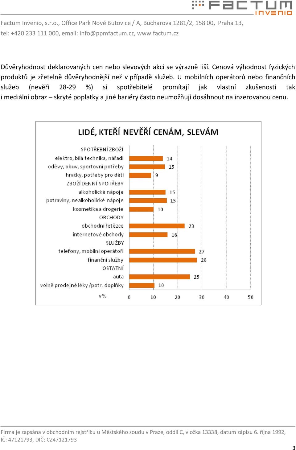 U mobilních operátorů nebo finančních služeb (nevěří 28-29 %) si spotřebitelé promítají jak