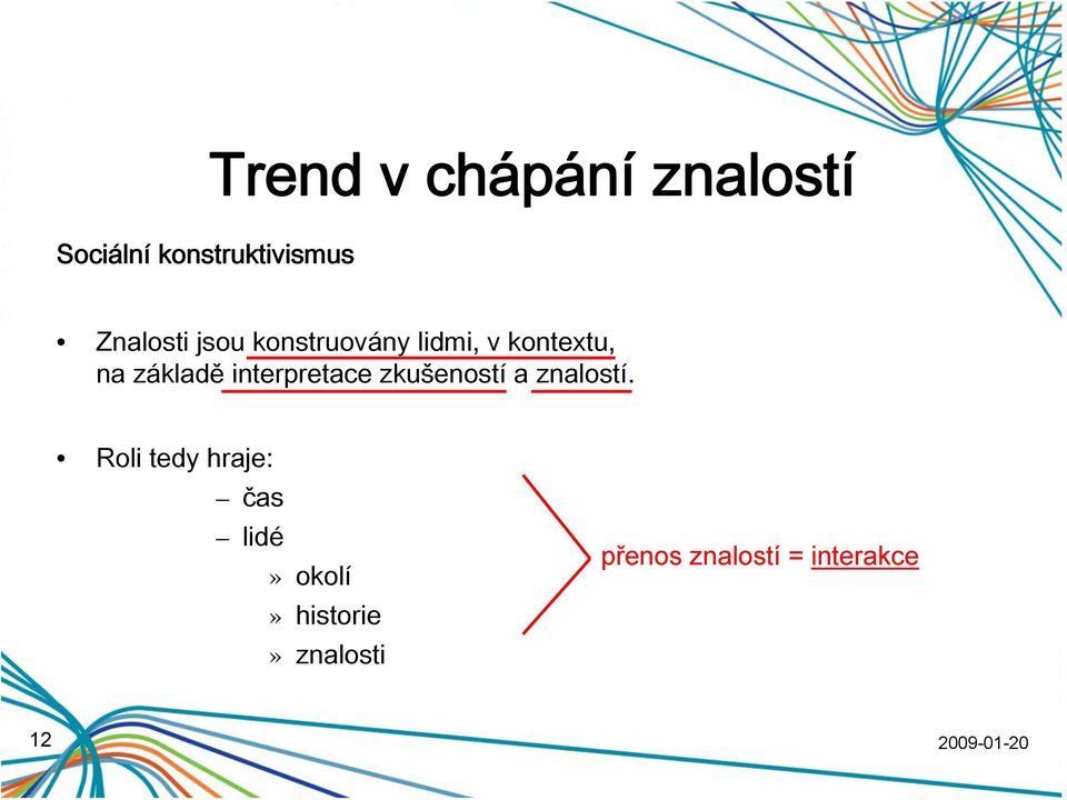 interpretace zkušeností a znalostí.