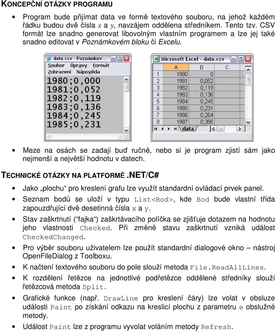 Meze na osách se zadají buď ručně, nebo si je program zjistí sám jako nejmenší a největší hodnotu v datech. TECHNICKÉ OTÁZKY NA PLATFORMĚ.