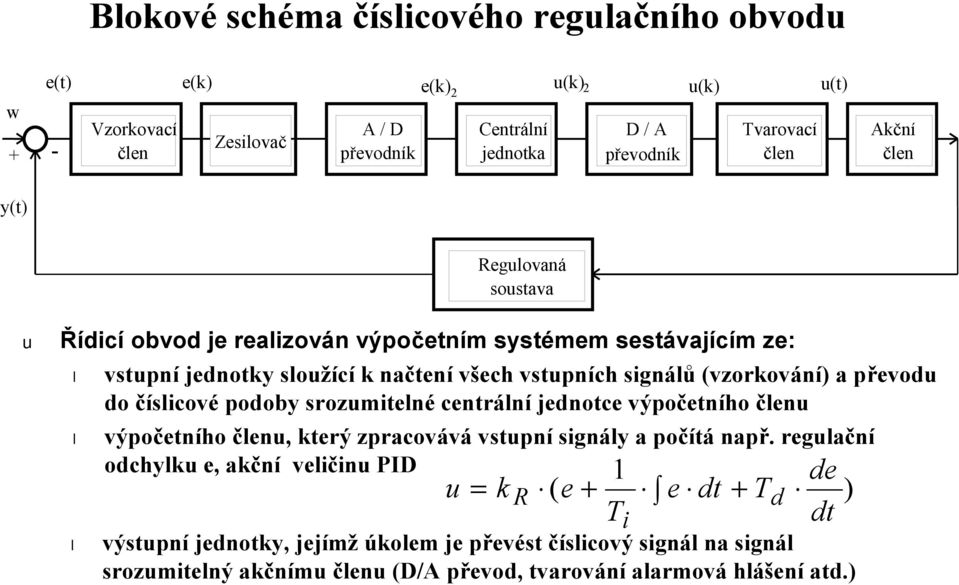 převod do číslicové podoby srozmitelné centrální jednotce výpočetního člen výpočetního člen, který zpracovává vstpní signály a počítá např.