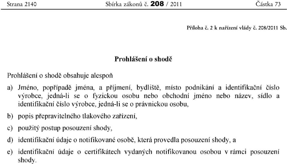 208 / 2011 Částka 73