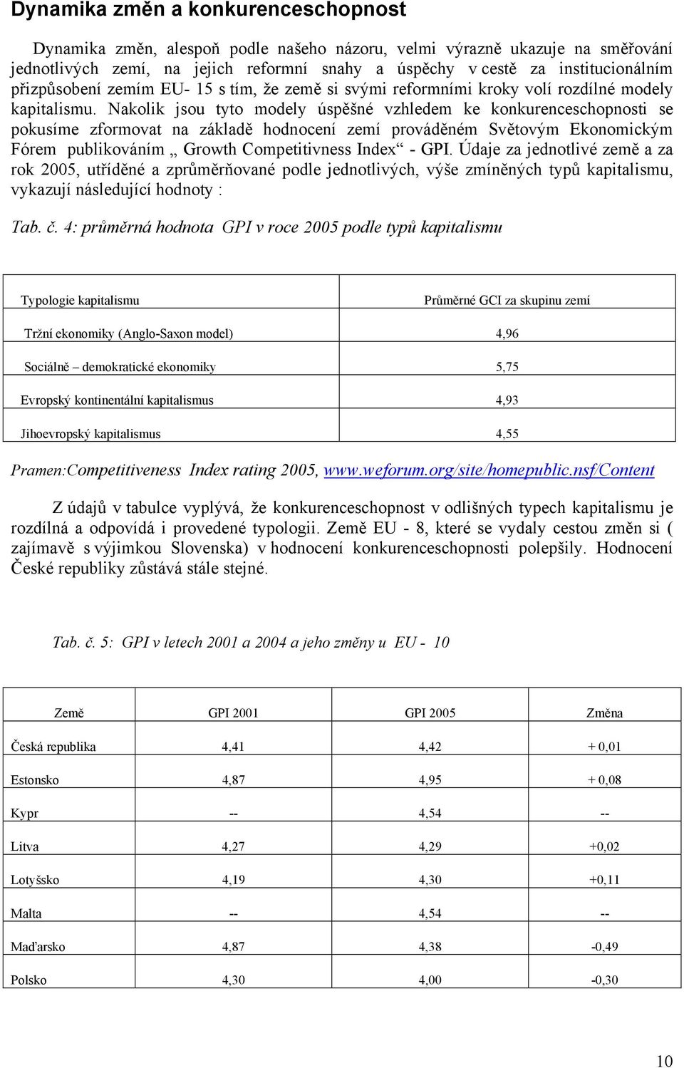 Nakolik jsou tyto modely úspěšné vzhledem ke konkurenceschopnosti se pokusíme zformovat na základě hodnocení zemí prováděném Světovým Ekonomickým Fórem publikováním Growth Competitivness Index - GPI.