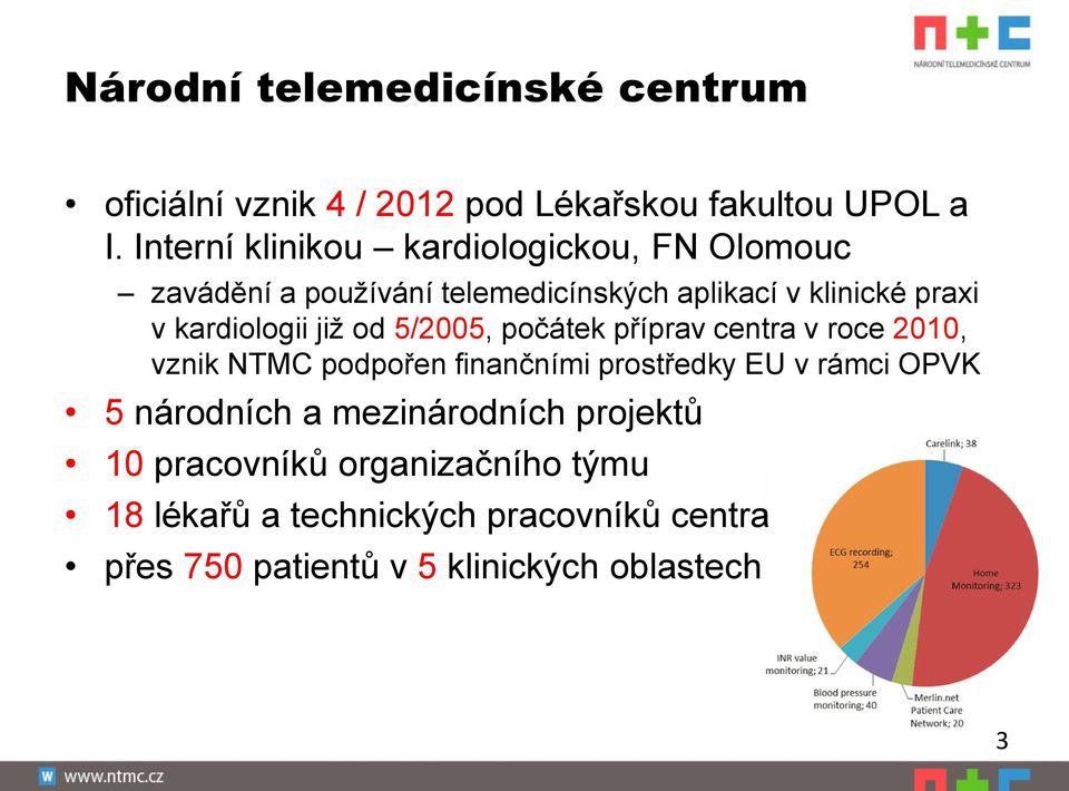 kardiologii již od 5/2005, počátek příprav centra v roce 2010, vznik NTMC podpořen finančními prostředky EU v rámci