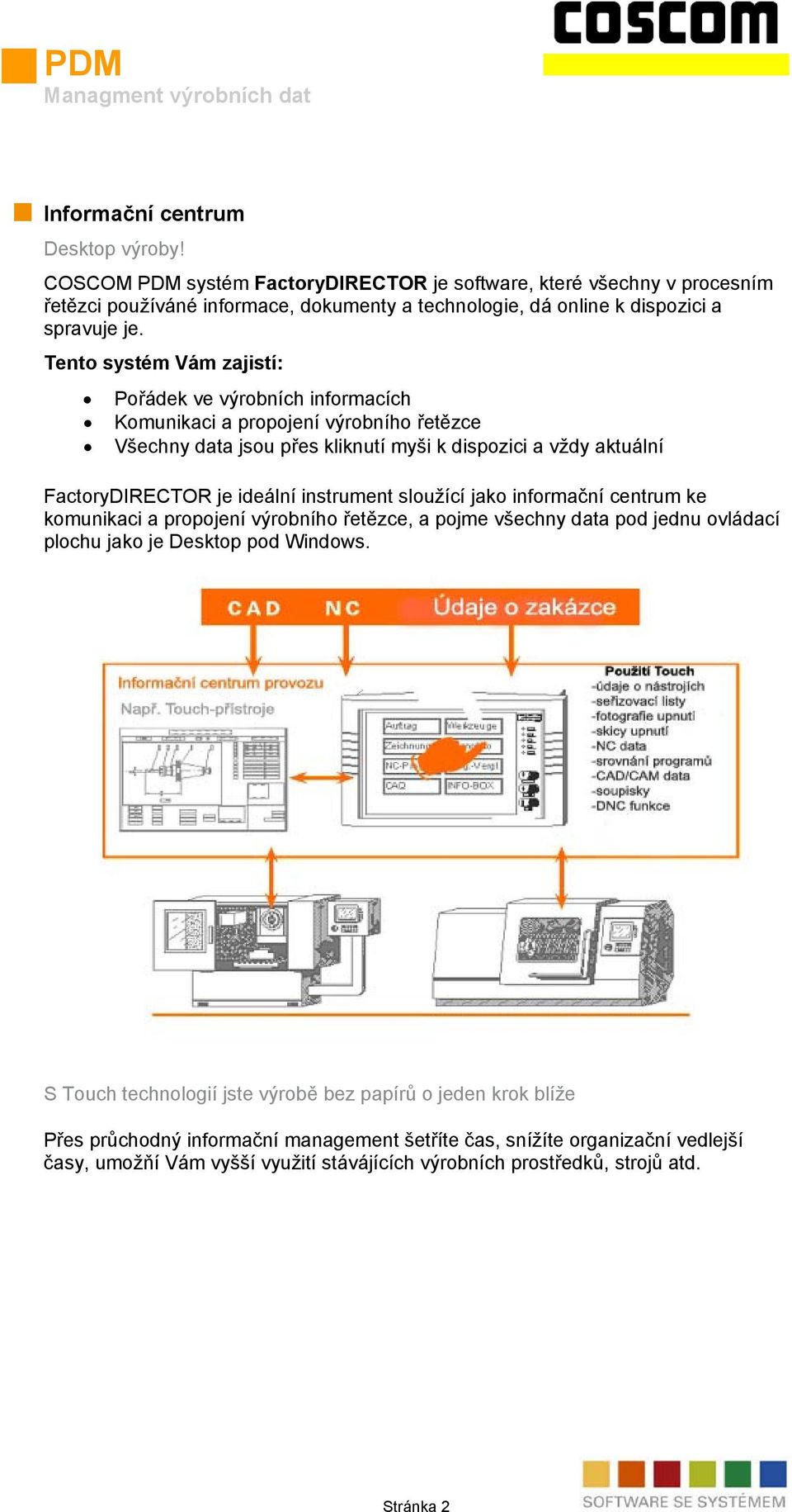 Tento systém Vám zajistí: Pořádek ve výrobních informacích Komunikaci a propojení výrobního řetězce Všechny data jsou přes kliknutí myši k dispozici a vždy aktuální FactoryDIRECTOR je ideální