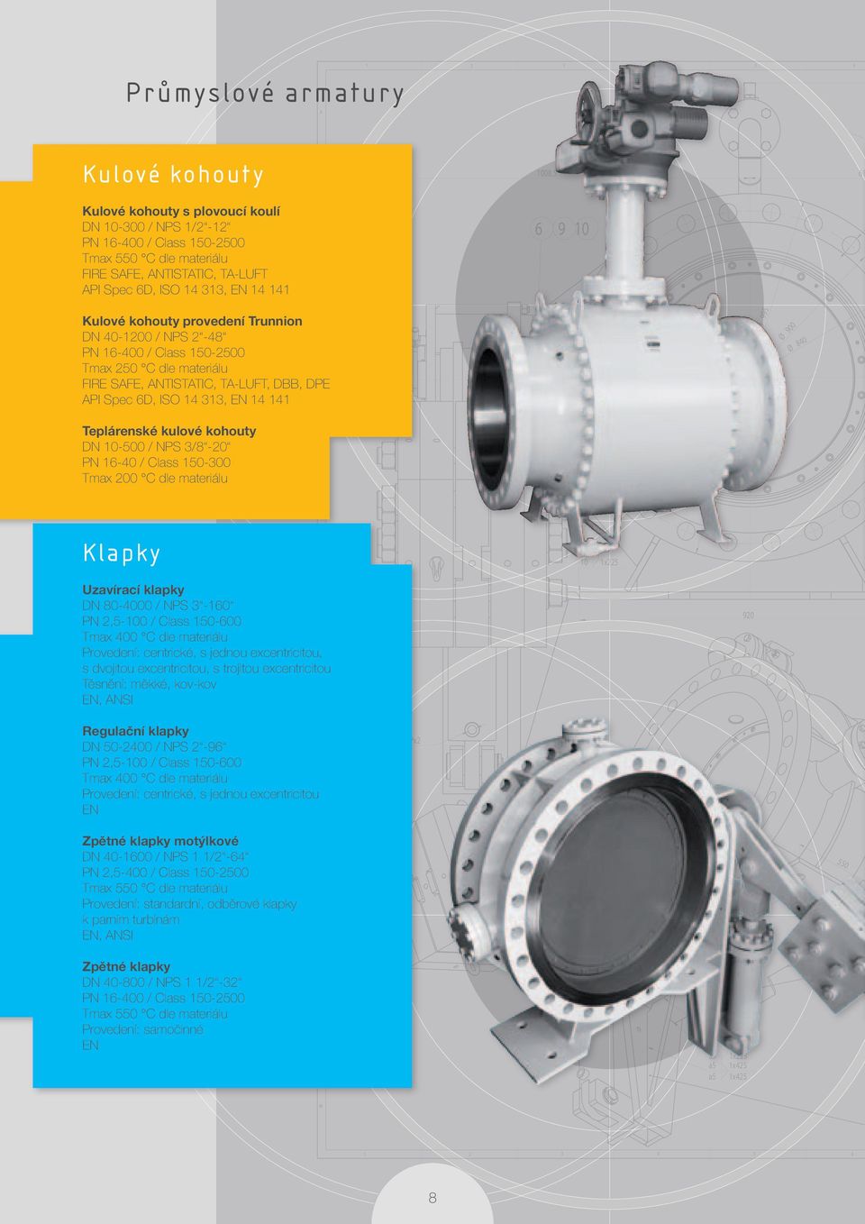 Teplárenské kulové kohouty DN 10-00 / NPS 3/8-0 PN 1-40 / Class 10-300 Tmax 00 C dle materiálu E Klapky F 10 1x Uzavírací klapky DN 80-4000 / NPS 3-10 PN,-100 / Class 10-00 Tmax 400 C dle materiálu G