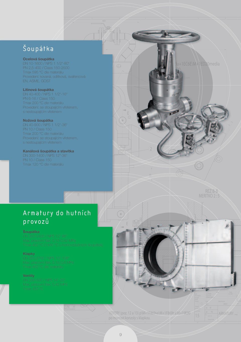 Nožová šoupátka DN 40-900 / NPS 1 1/ -3 PN 10 / Class 10 Tmax 00 C dle materiálu Provedení: se stoupajícím vřetenem, s nestoupajícím vřetenem 0 00 Kanálová šoupátka a stavítka DN 300-00 / NPS 1-3 PN