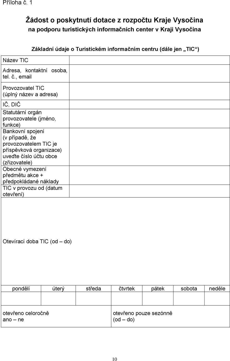 centru (dále jen TIC ) Adresa, kontaktní osoba, tel. č.