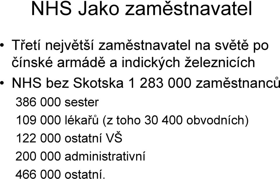 zaměstnanců 386 000 sester 109 000 lékařů (z toho 30 400