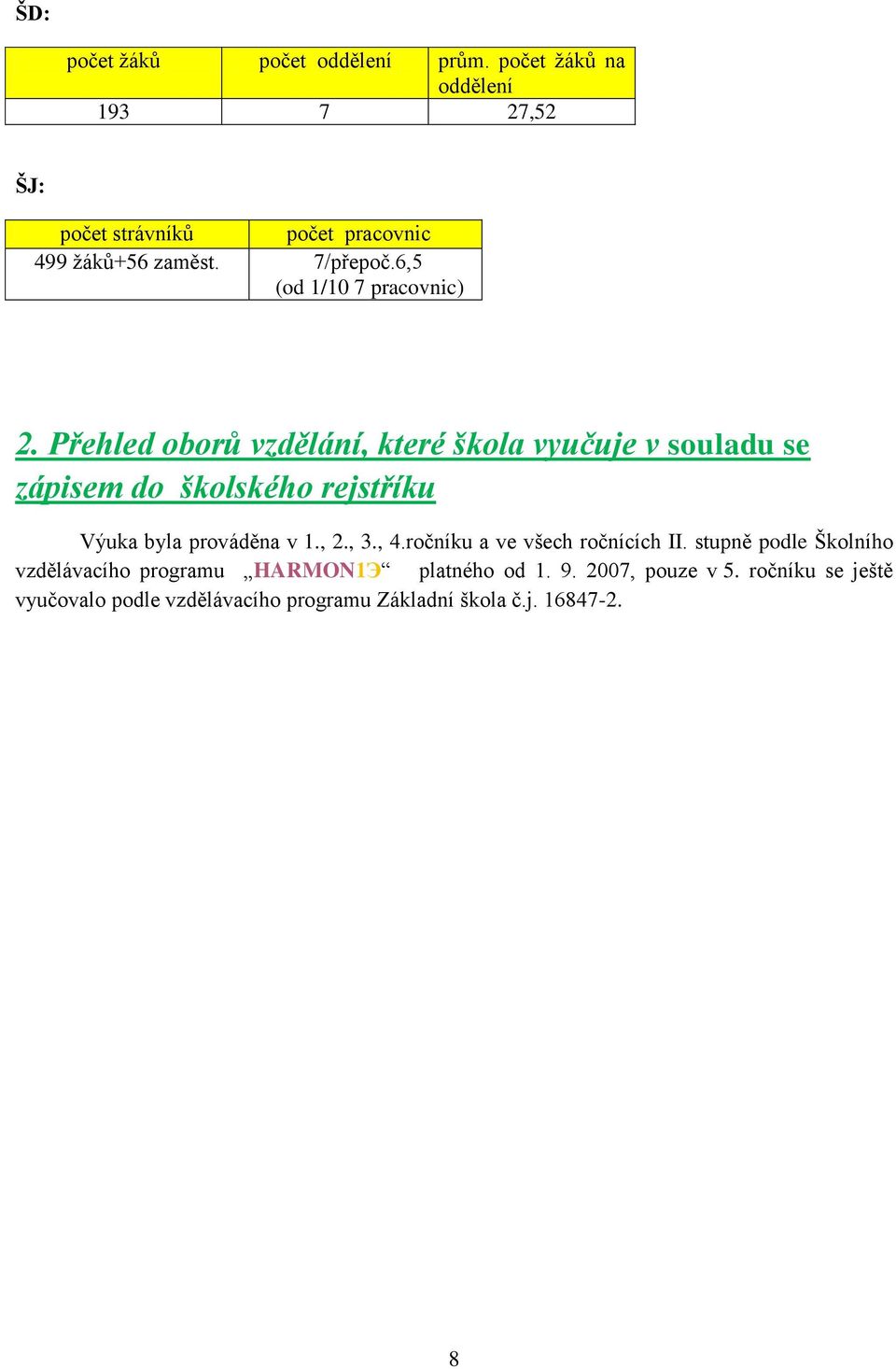 6,5 (od 1/10 7 pracovnic) 2.