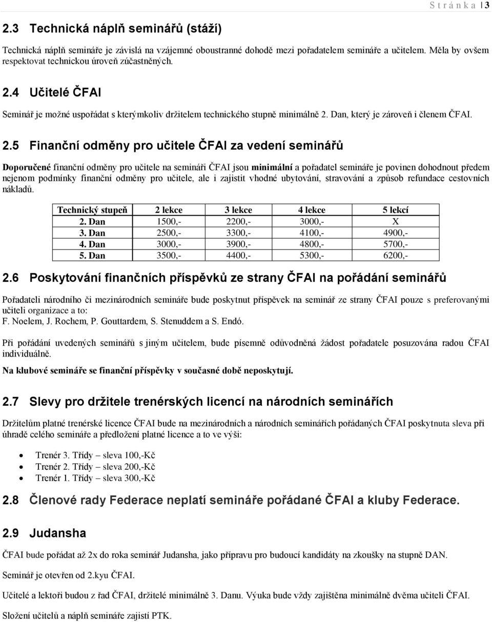 4 Učitelé ČFAI Seminář je možné uspořádat s kterýmkoliv držitelem technického stupně minimálně 2.