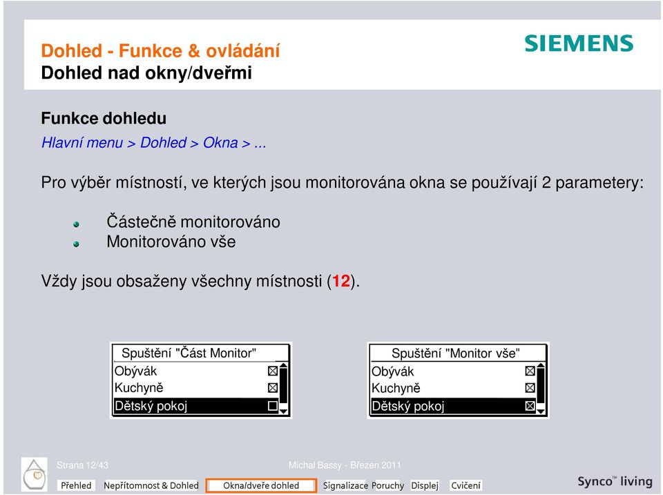 monitorováno Monitorováno vše Vždy jsou obsaženy všechny místnosti (12).