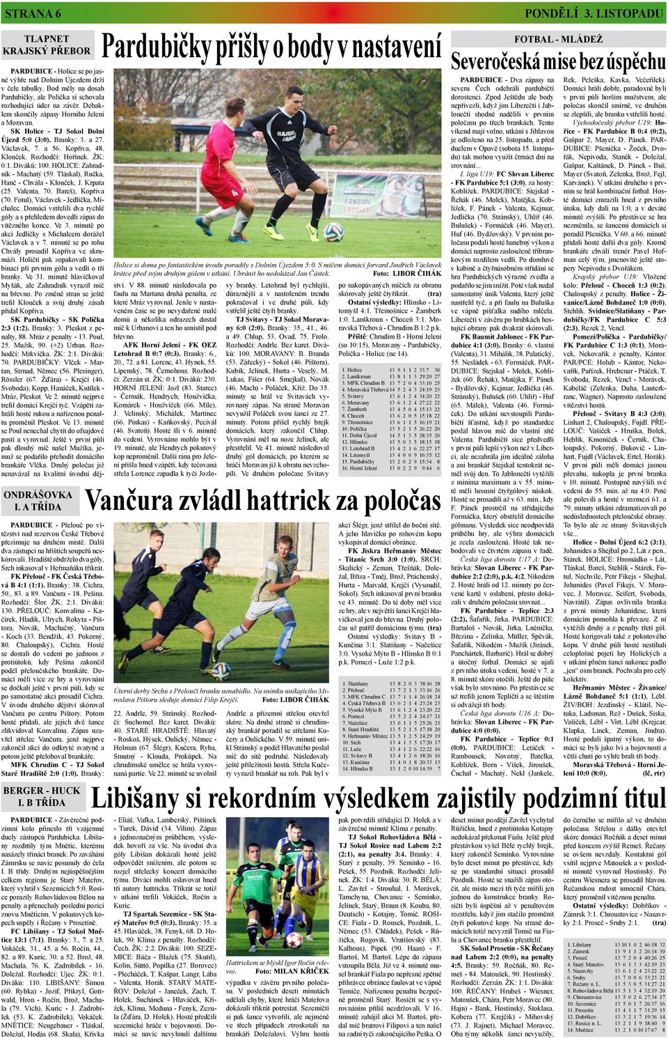 Vančura - 18. Pešina. Rozhodčí: Šlor. ŽK: 2:1. Diváků: 130. PŘELOUČ: Konvalina - Kačírek, Hladík, Ulrych, Rokyta - Pištora, Novák, Machačný, Vančura - Koch (33. Bendžík, 43. Pokorný, 80.