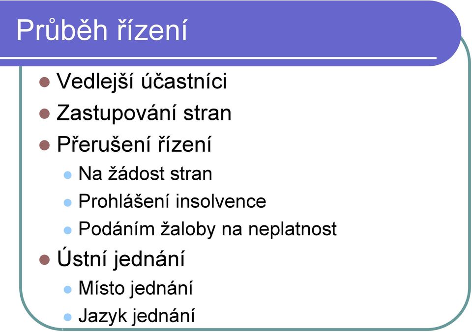 žádost stran Prohlášení insolvence Podáním