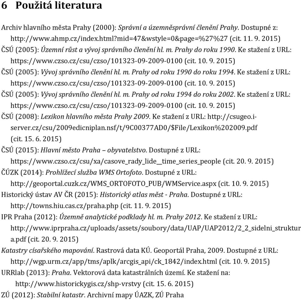 2015) ČSÚ (2005): Vývoj správního členění hl. m. Prahy od roku 1990 do roku 1994. Ke stažení z URL: https://www.czso.cz/csu/czso/101323-09-2009-0100 (cit. 10. 9.