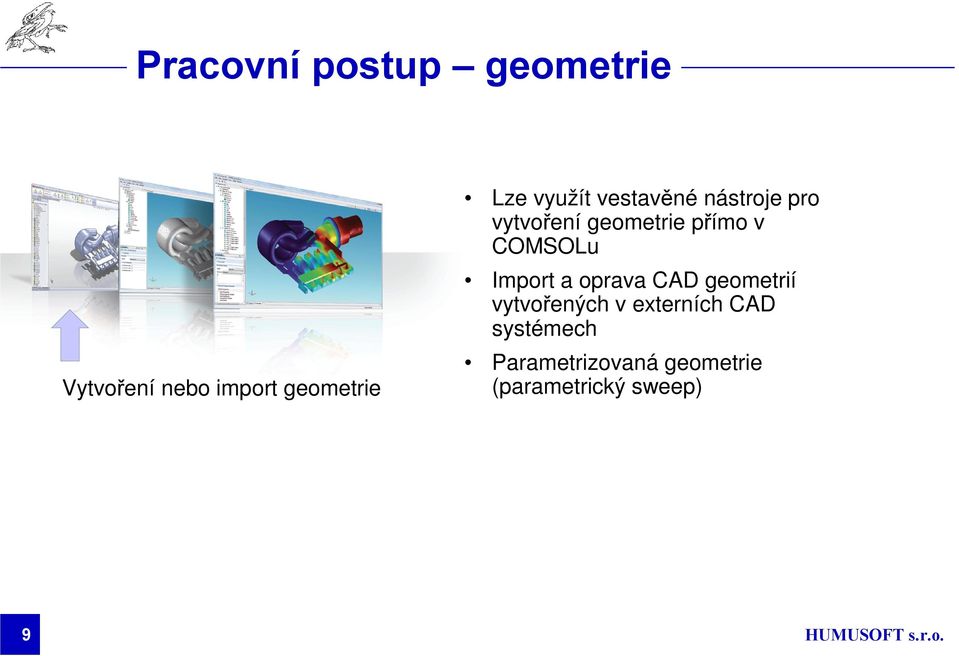 v COMSOLu Import a oprava CAD geometrií vytvořených v