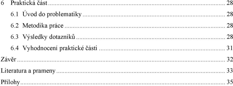 .. 28 6.4 Vyhodnocení praktické části... 31 Závěr.