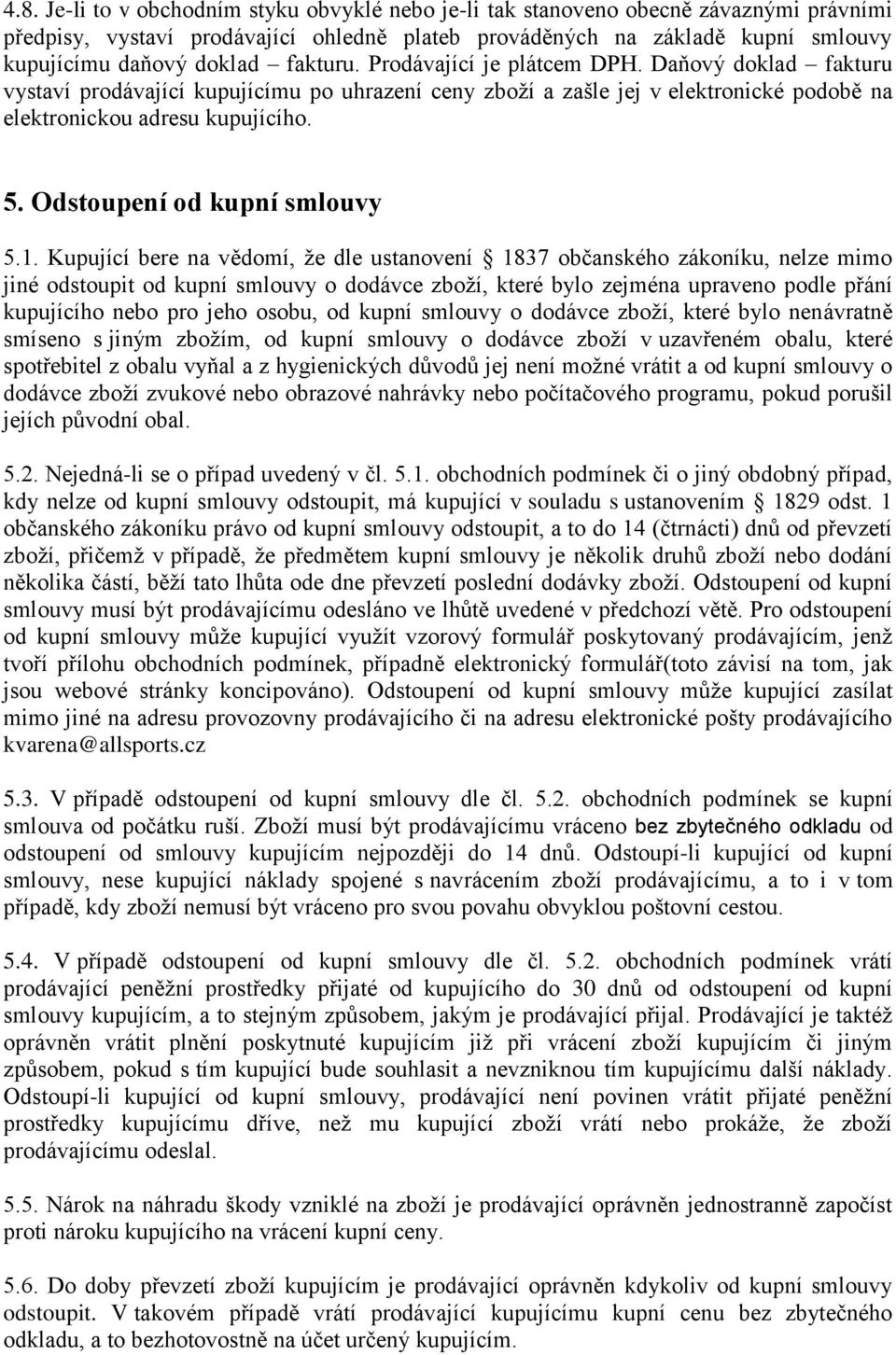 Odstoupení od kupní smlouvy 5.1.