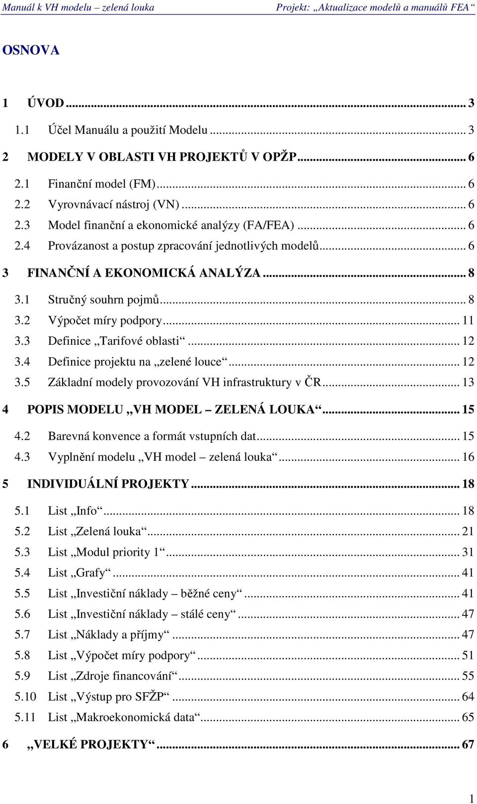 .. 11 3.3 Definice Tarifvé blasti... 12 3.4 Definice prjektu na zelené luce... 12 3.5 Základní mdely prvzvání VH infrastruktury v ČR... 13 4 POPIS MODELU VH MODEL ZELENÁ LOUKA... 15 4.